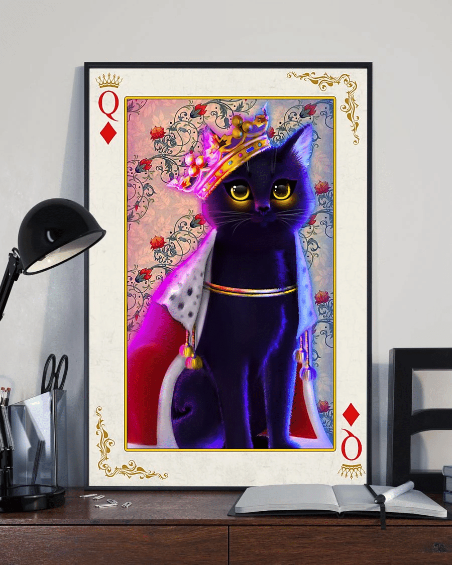 Beautiful Black Cat Role Queen Poker Poster Canvas – Vintage Home Decor Wall Art Evg81220