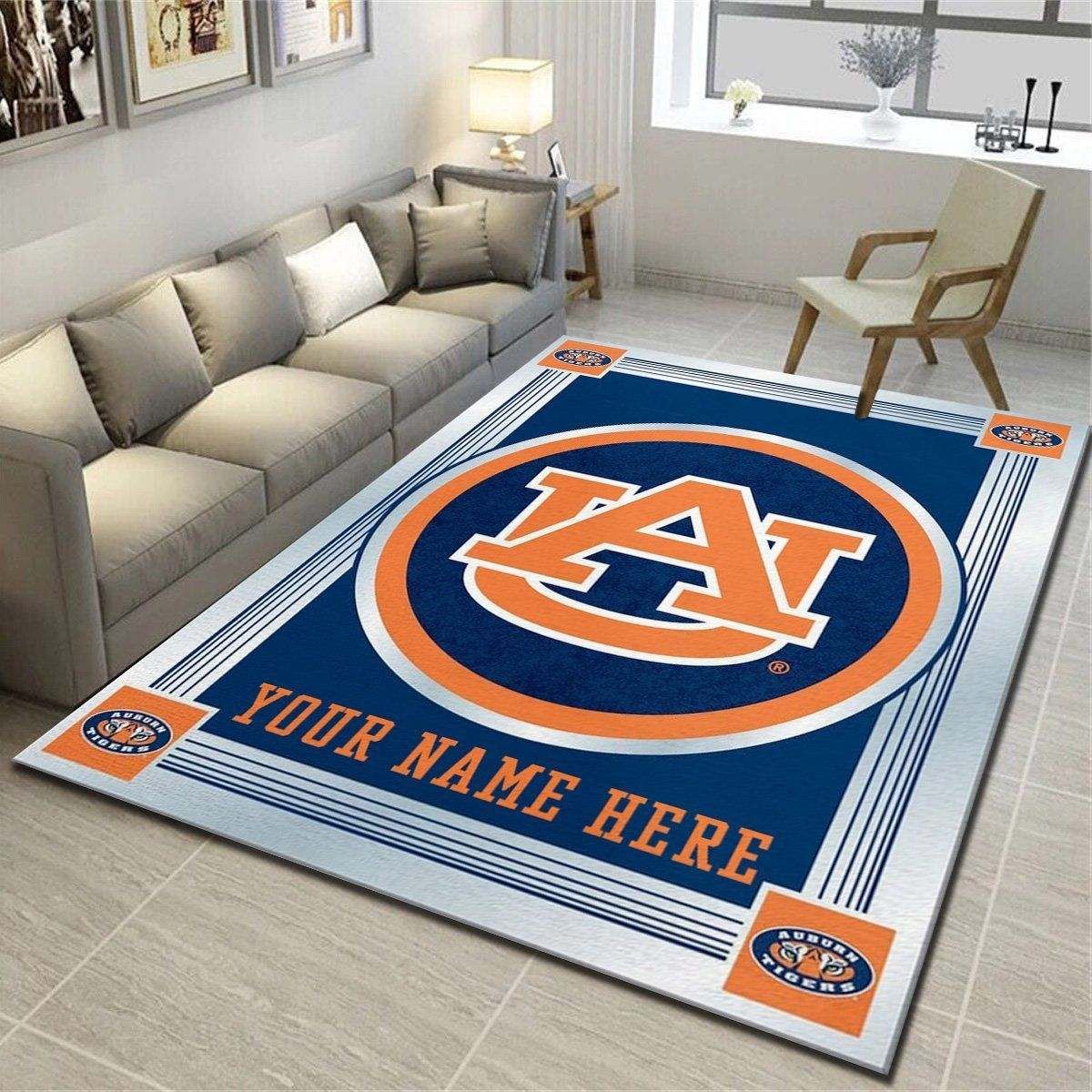 Auburn Tigers Personalized Area Rugs, Living Room Bedroom Carpet, Customized Fan Cave Floor Mat