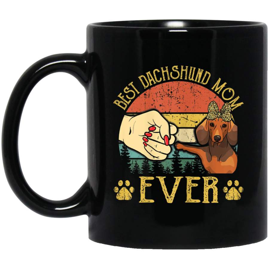 Womens Retro Vintage Best Dachshund Mom Ever Leopard Mug Gifts Mug