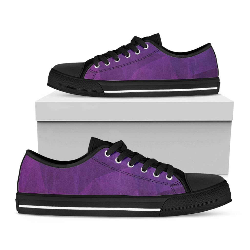 Violet Polygonal Geometric Print Black Low Top Shoes