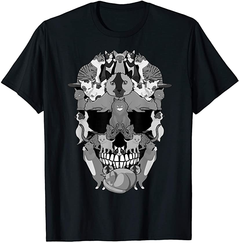 Skull of Cats Skeleton Kitten Funny Halloween Cat skull T-Shirt