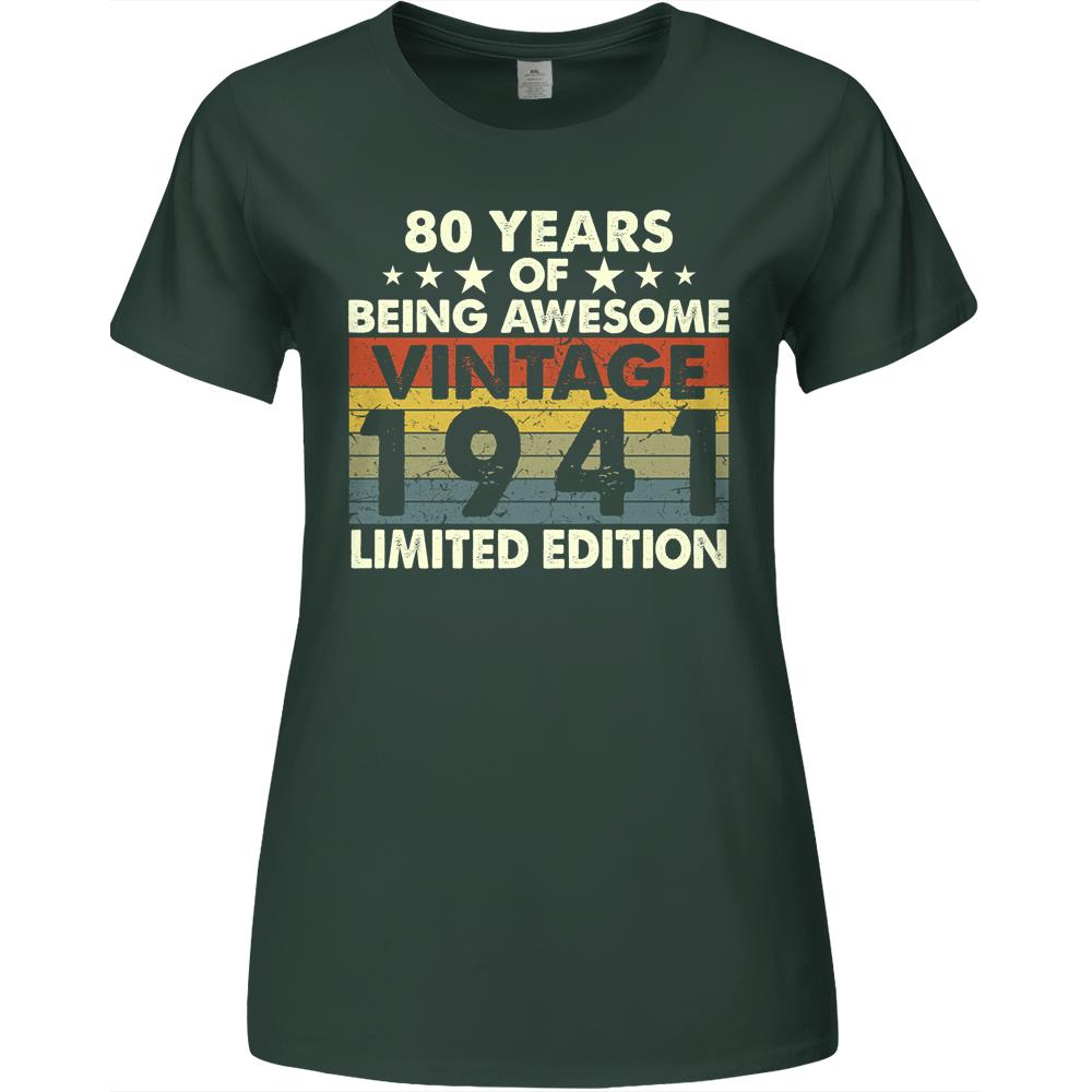 80 Years Of Being Awesome Vintage 1941 Limited Edition 80th Birthday Premium Womens Tshirts