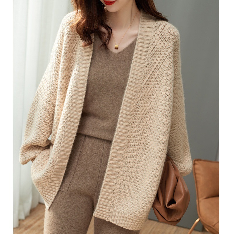 Autumn Winter Elegant Female Solid Color Knitted Cardigan Casual Simplicity Long Sleeve Loose Sweaters Coat Women’s Clothing alx