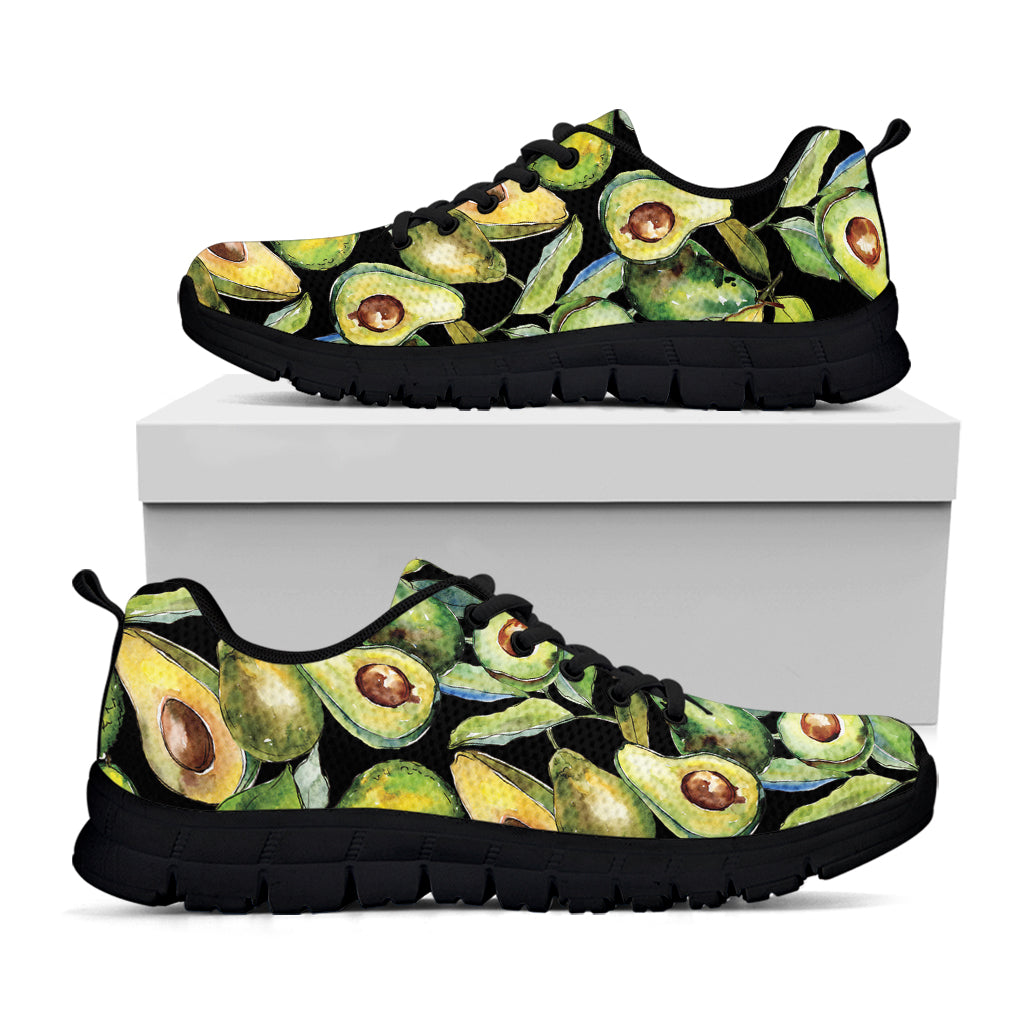 Watercolor Avocado Print Black Sneakers