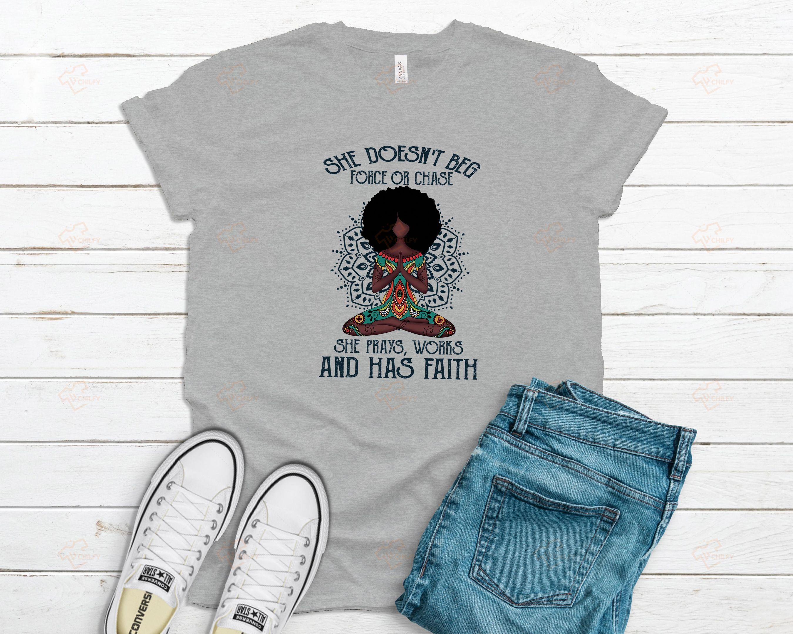 She Prays Works And Has Faith Shirt. Afro Girl Shirt, Black Girl Shirt