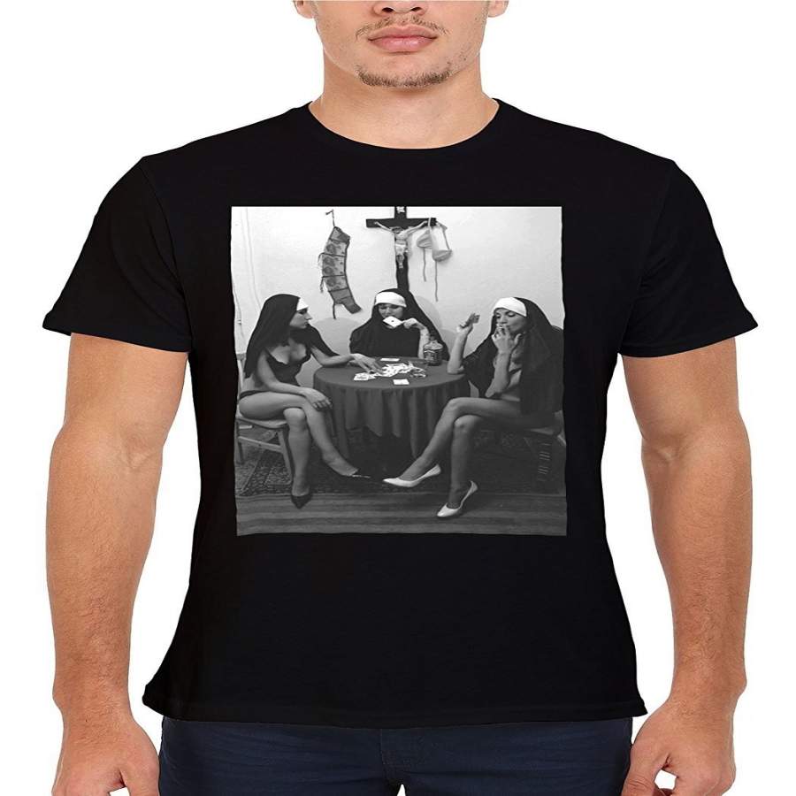 Bad Nuns Gambling Smoking Novelty Men Fashion Cotton T-Shirt