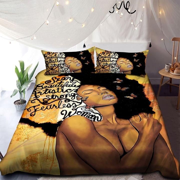 Black Queen Butterfly Sexy Beautiful Artistes Strong Fearless Woman Quilt Bedding Set