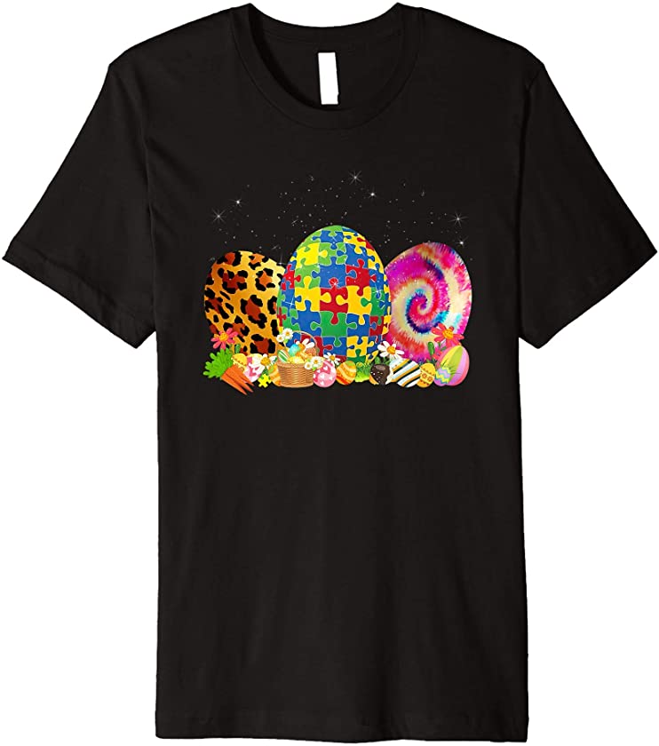 Autism Awareness Puzzle – Easter Leopard Eggs Funny Kids Tee Premium T-Shirt