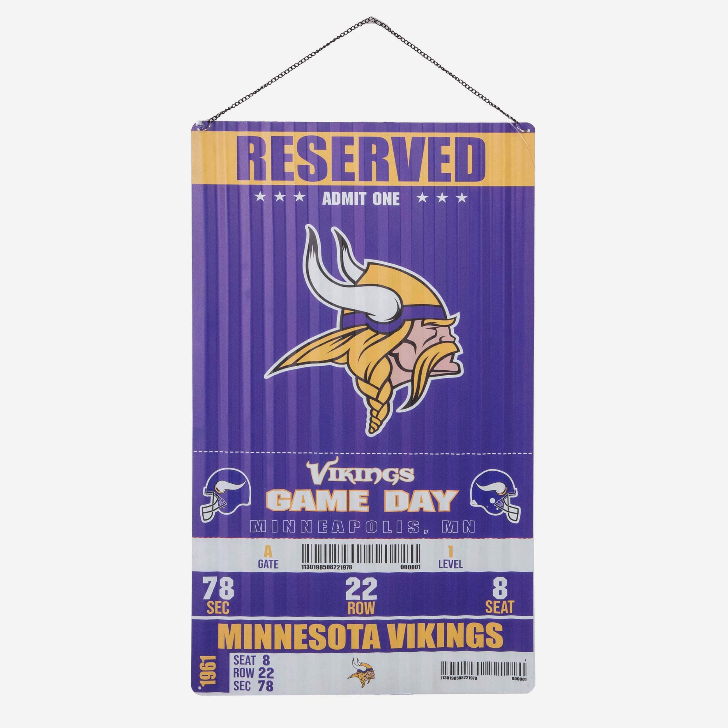 Minnesota Vikings Corrugated Metal Wall Sign