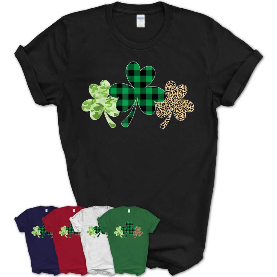 Plaid Shamrock Shirt Leopard Camouflage Fun St Patricks Day T-Shirt – Teezou Store