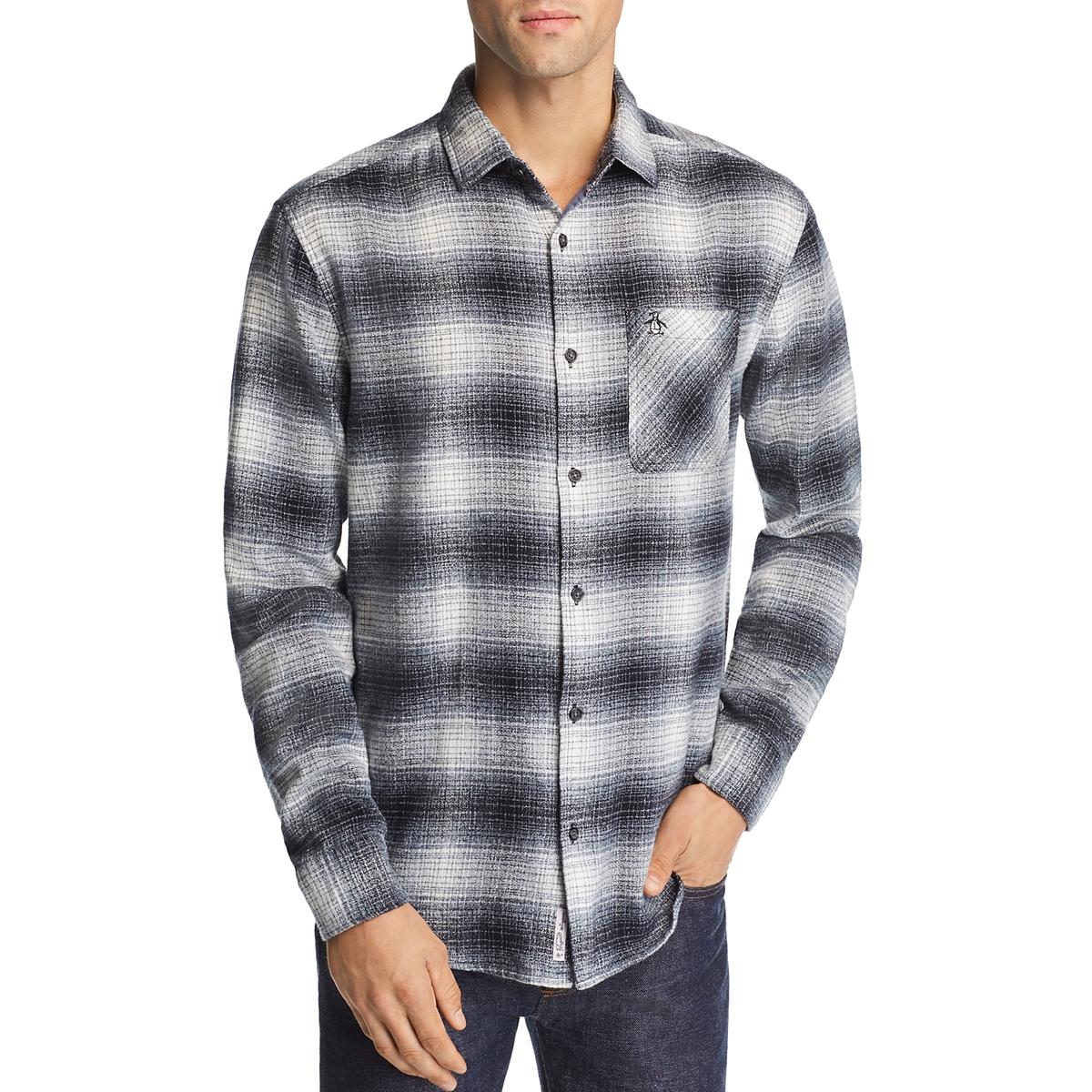 Original Penguin Mens Cotton Flannel Button-Down Shirt