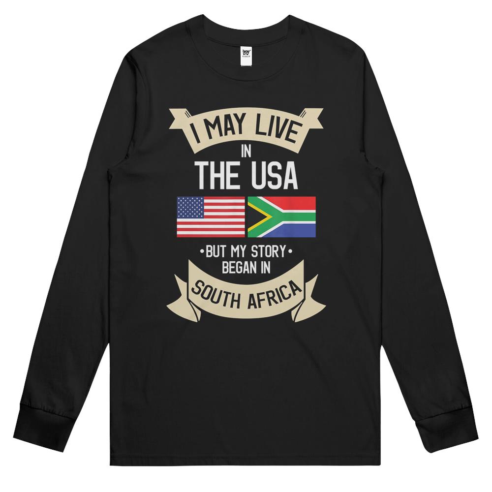 South Africa American Flag Usa South African Roots Gifts Long Sleeve T Shirts