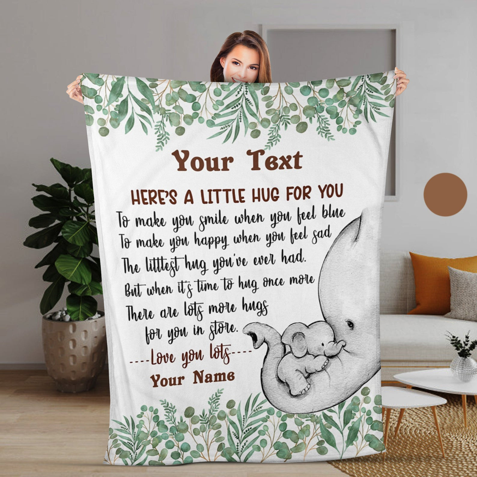 Personalized Elephant To My Mommy Here’S A Little Hug For You Sherpa Fleece Blanket Great Customized Blanket Gifts For Birthday Christmas Thanksgiving Anniversary Mother’S Day