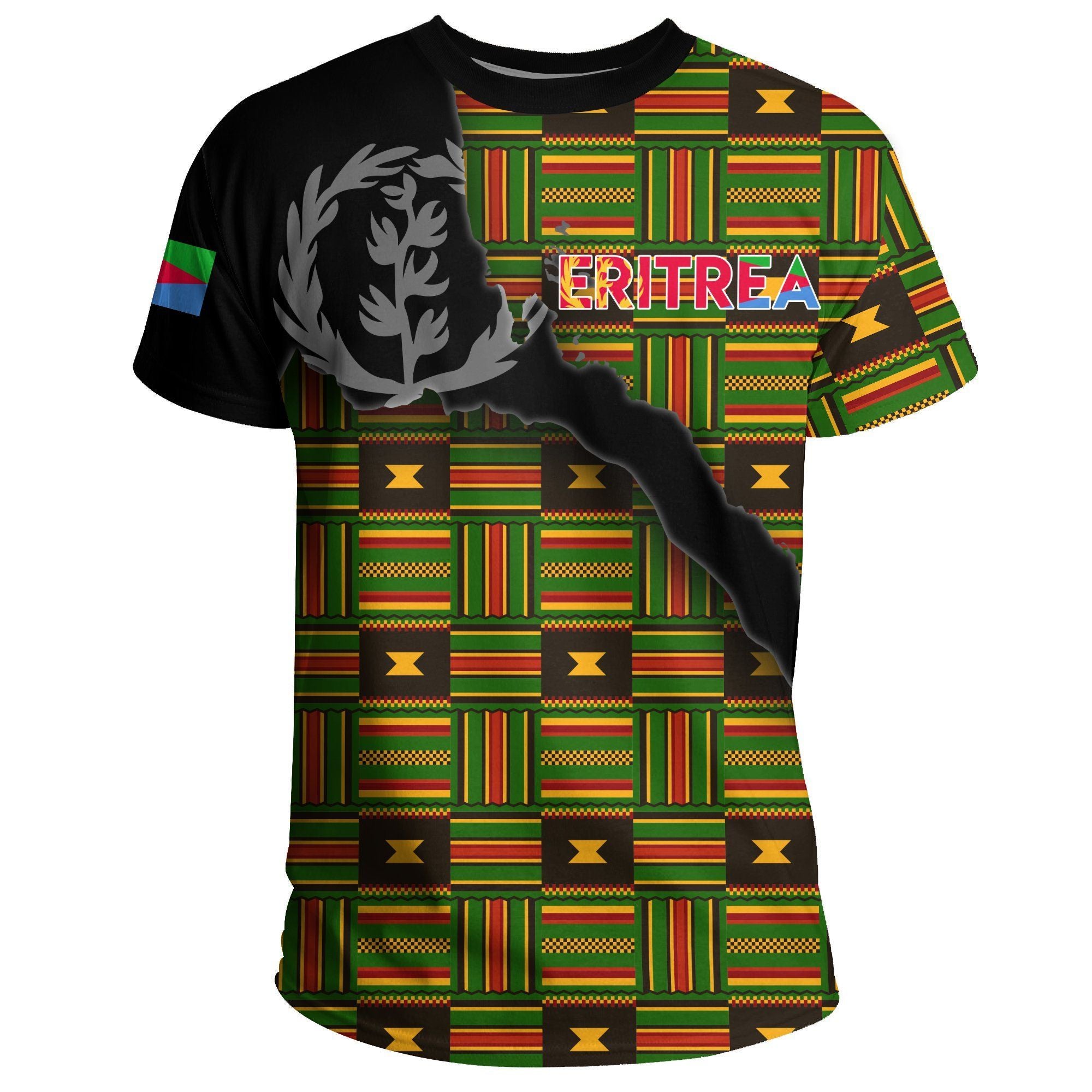 Eritrea Map Kente Flag T-Shirt Lt13