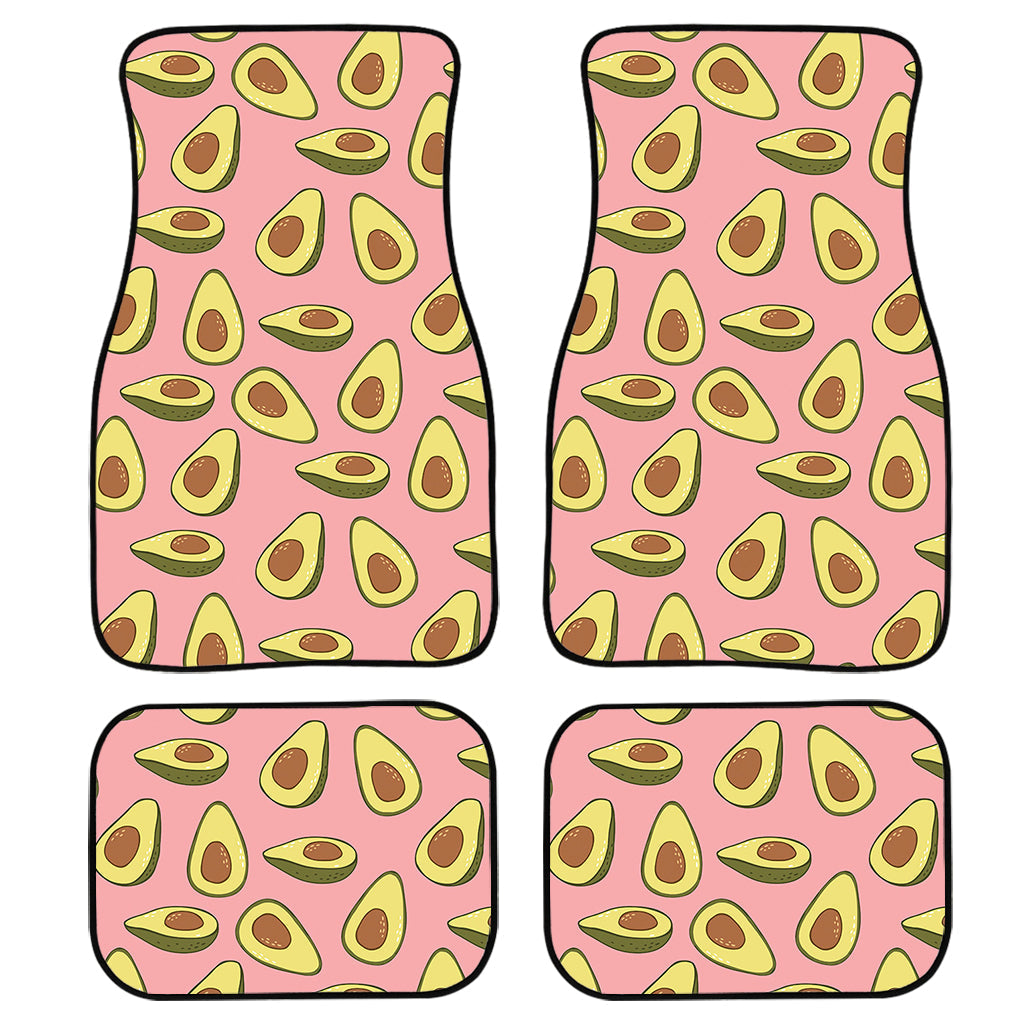 Cute Avocado Pattern Print Front And Back Car Floor Mats, Front Car Mat