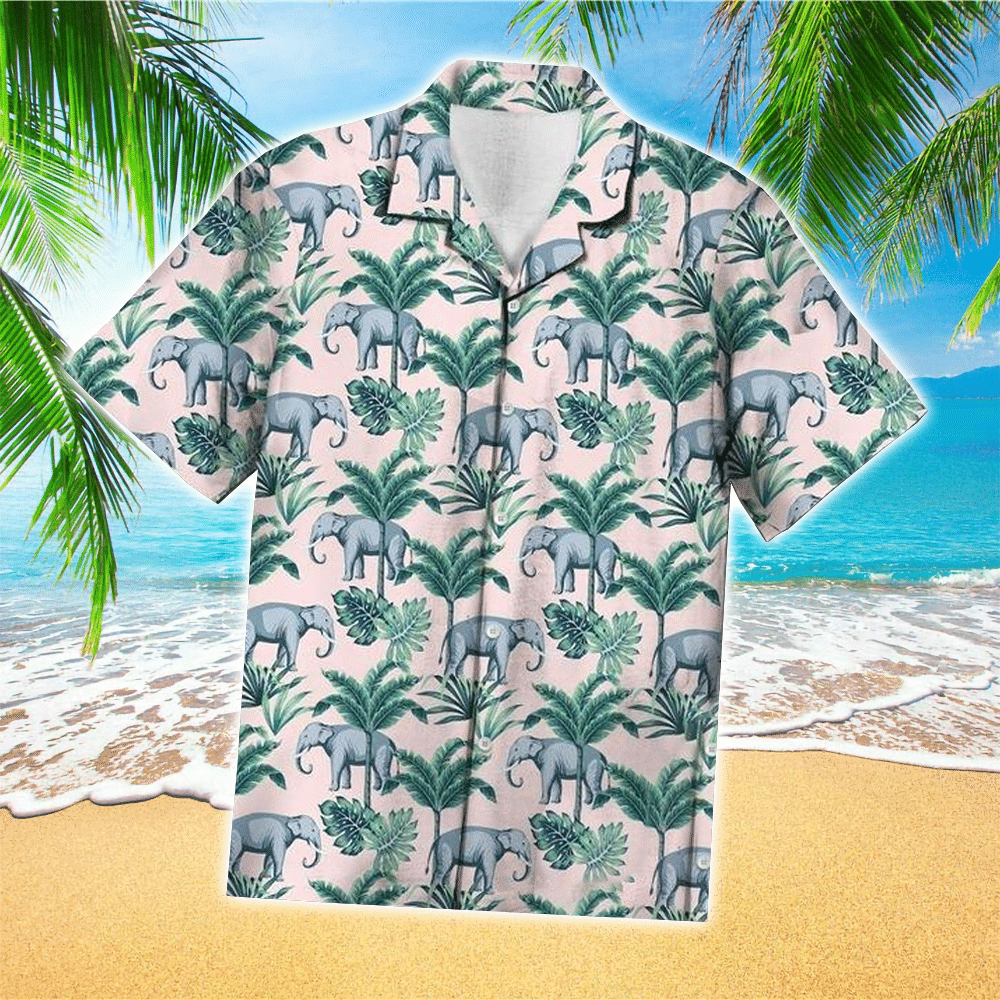 Elephant Mens Hawaii Button Up Shirt Aloha Ha123