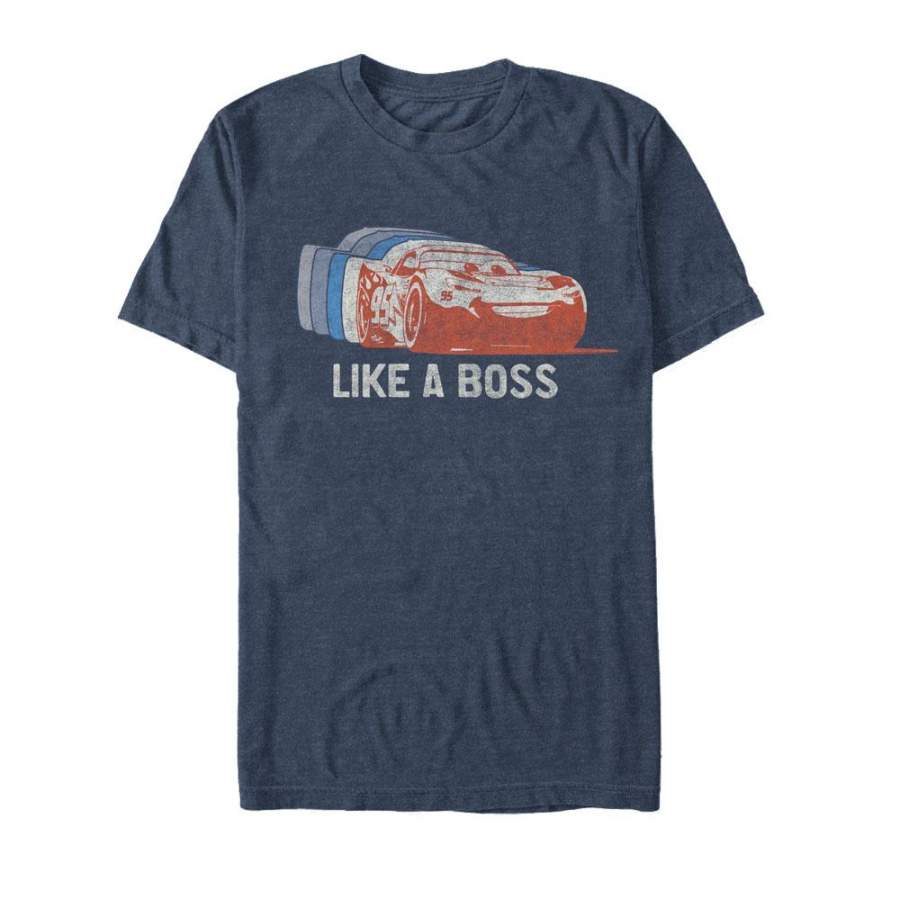 Cars Men’s Like a Boss Reflection  T Shirt Navy Blue Heather