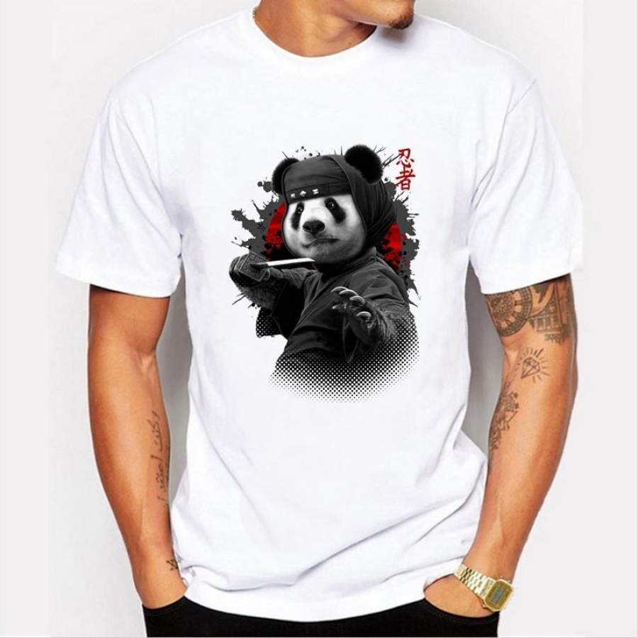 2017 hot sale Ninja panda printed men’s customized t-shirt fashion male casual tops creative boy tee