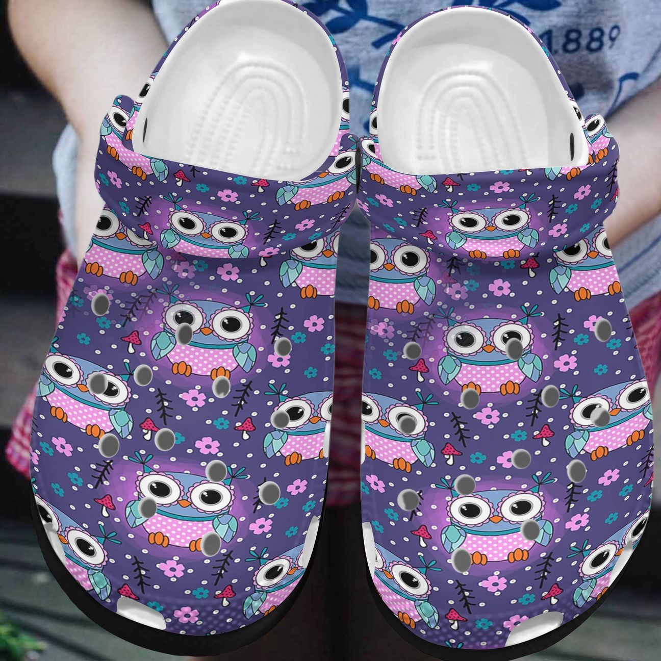 Owl Personalized Clog, Custom Name, Text, Color, Number Fashion Style For Women, Men, Kid, Print 3D Purple Owls 1