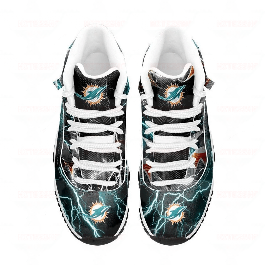 Miami Dolphins Air Jordan 11 Sneakers – High Top Basketball Shoes For Fan