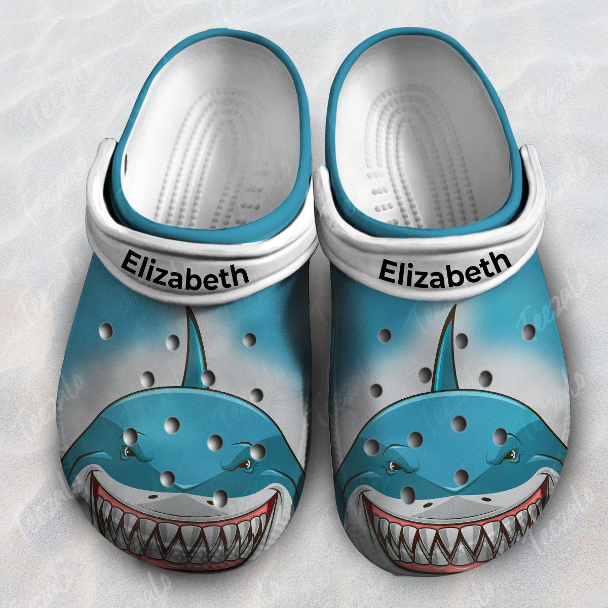 Shark Face Print Personalized Clogs Shoes With Your Name