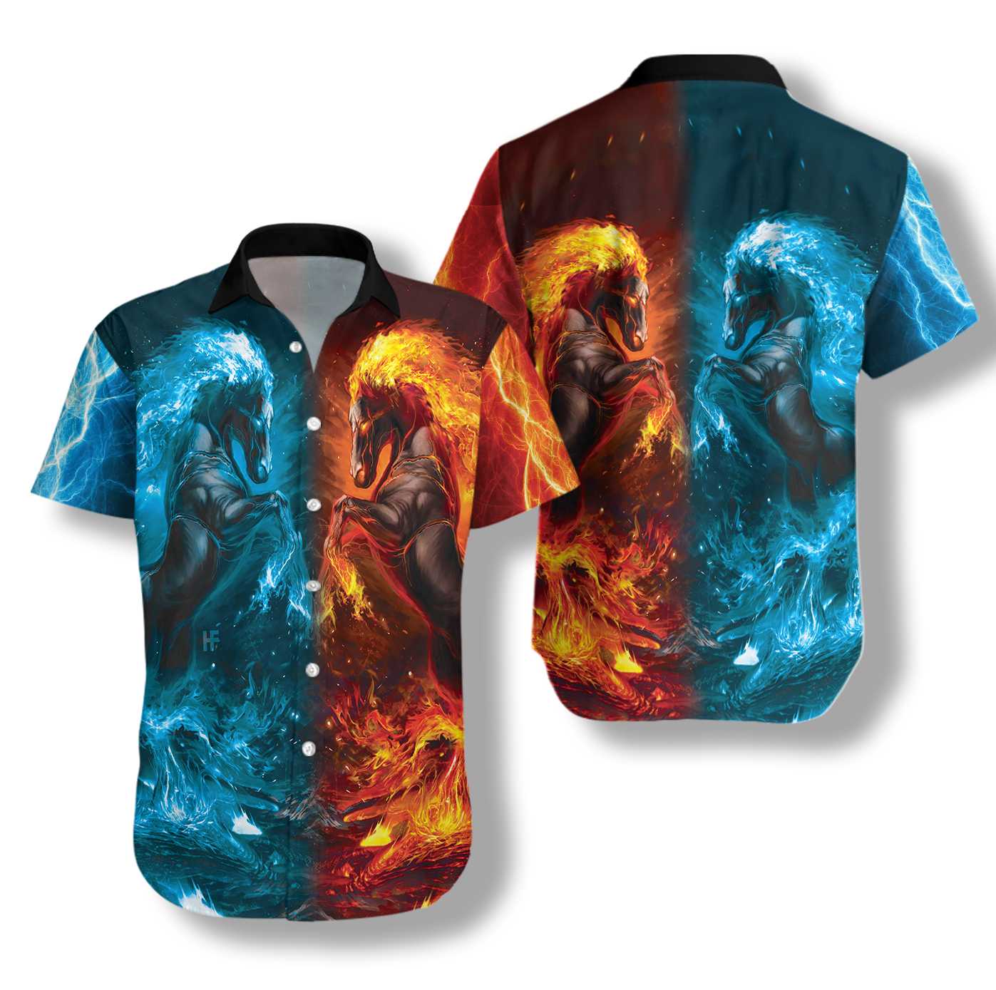 Water And Fire Horse Shirt For Men Hawaii Ha60389