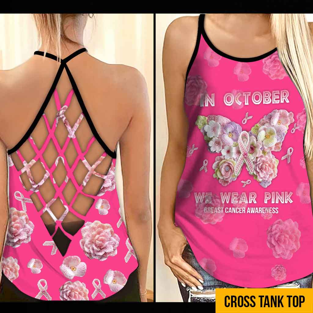 In October We Wear Pink – Breast Cancer Awareness 3D Printed Cross Tank Top