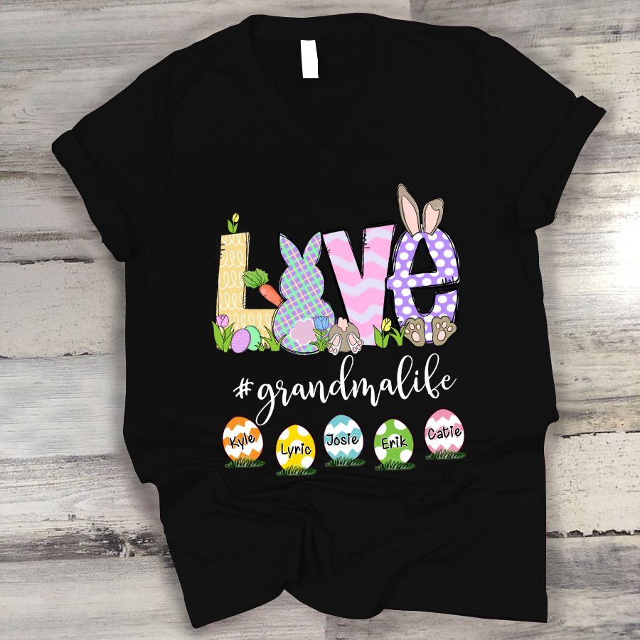 Personalized Love Grandma Easter Art V-Neck