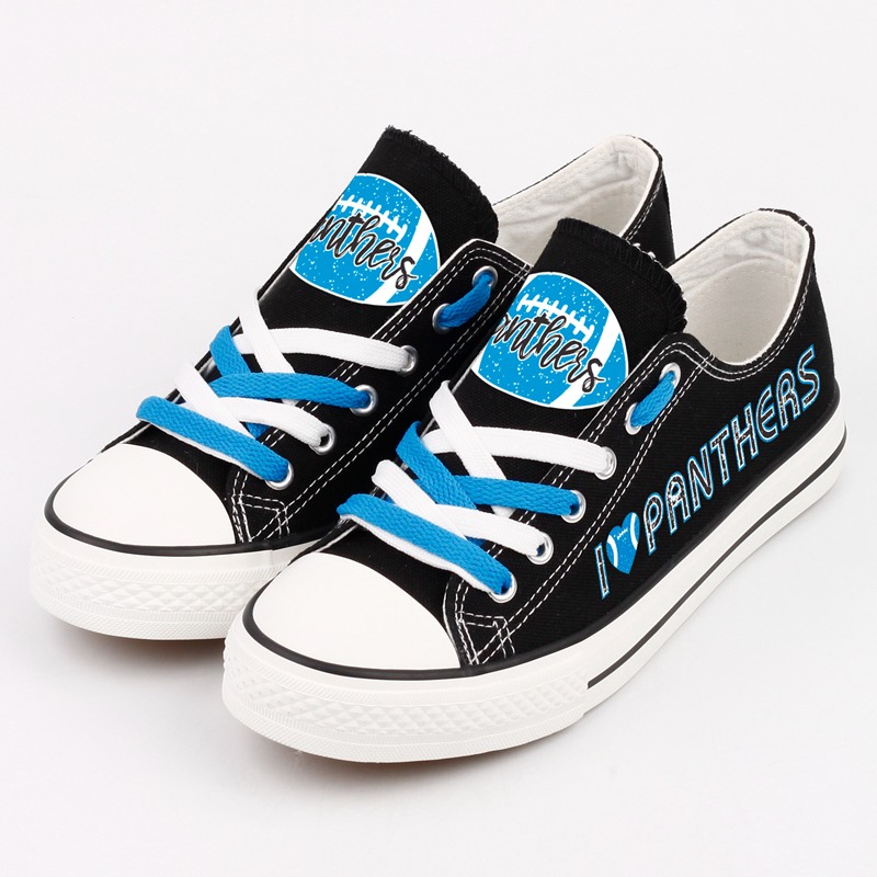 Carolina Panthers Canvas Shoes Black Shoes Style “I  Panthers”