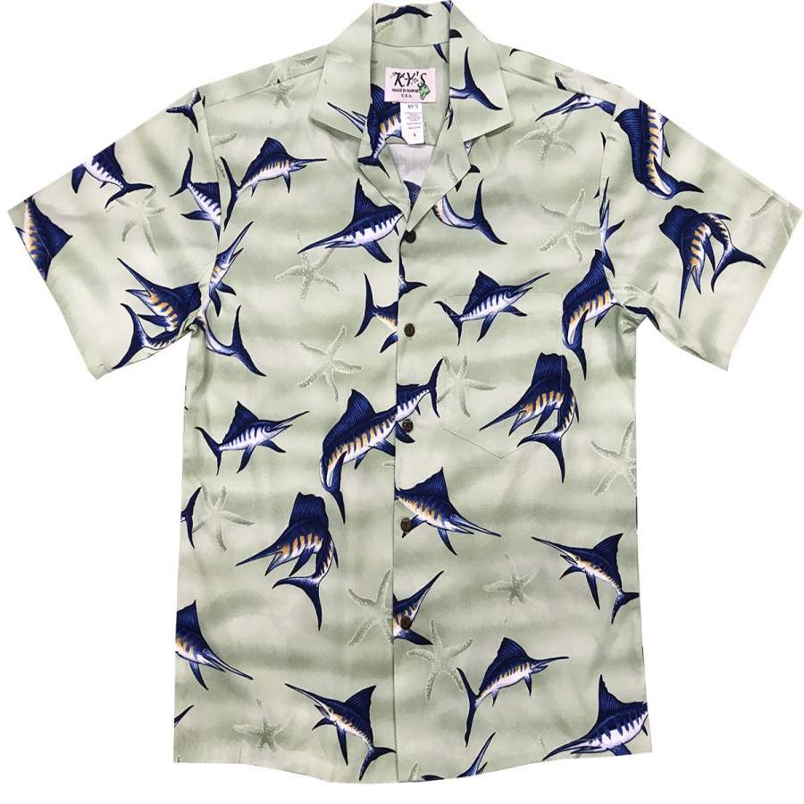 Marvelous Marlin Green Hawaii Shirt Ha98004