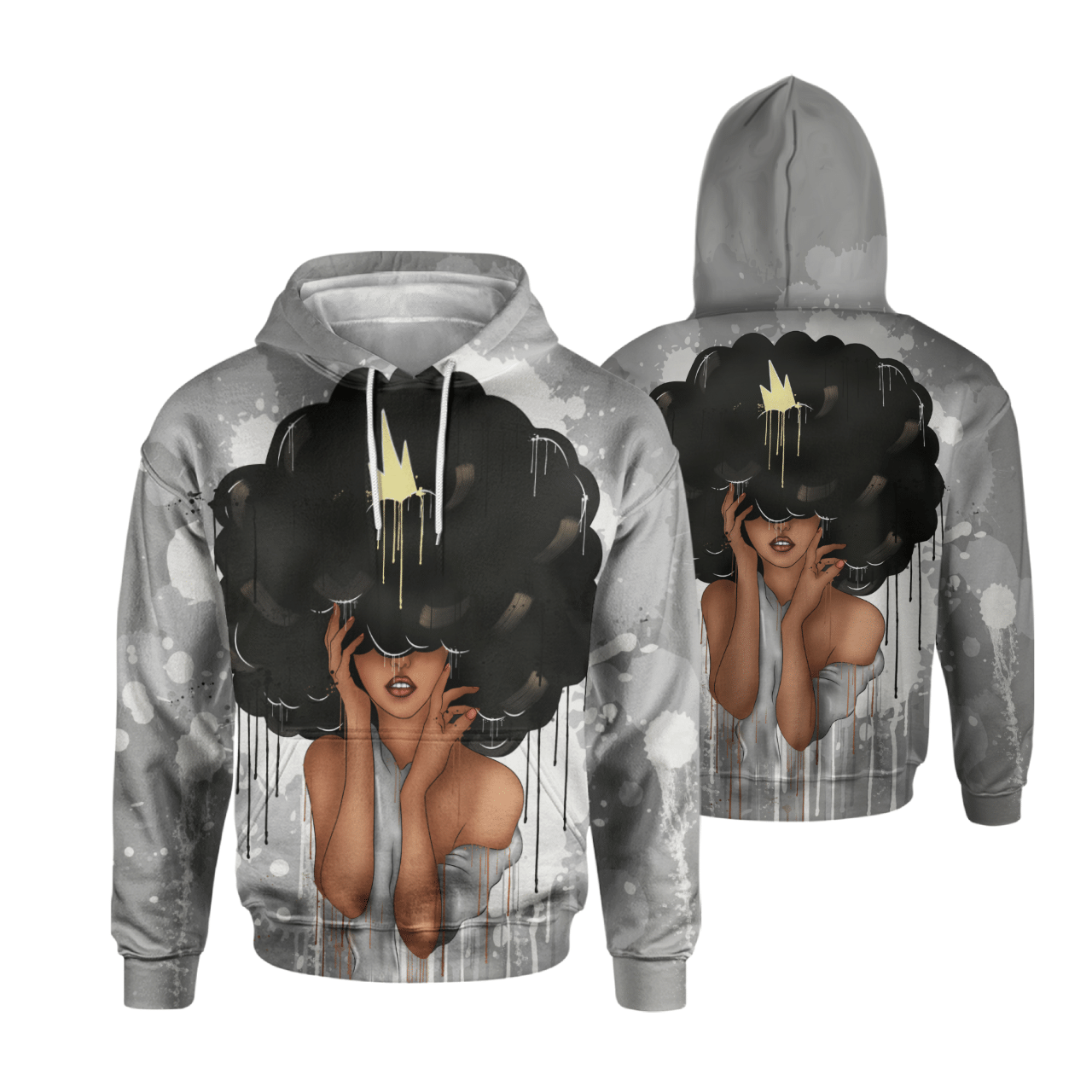 Afro Queen Natural Hair Beauty All Over Print Shirt 3D Hoodie Black Queen Art Legging Set