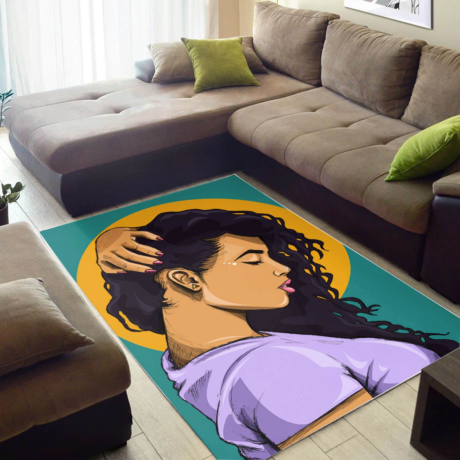 African Area Rug Beautiful Afro Lady African Print Carpet Afrocentric Living Room Ideas WBG33057