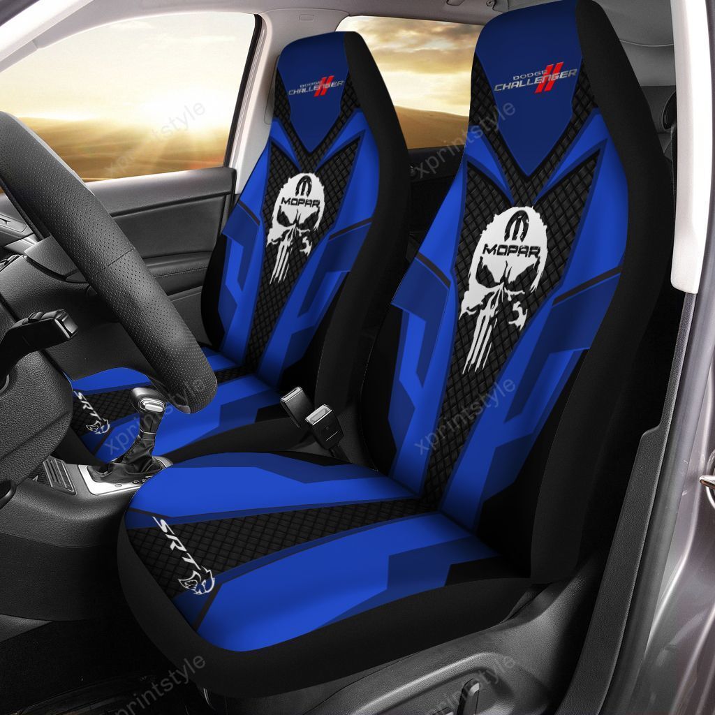 Dodge Challenger Mopar  Car Seat Cover (Set Of 2) Ver 1 (Blue)