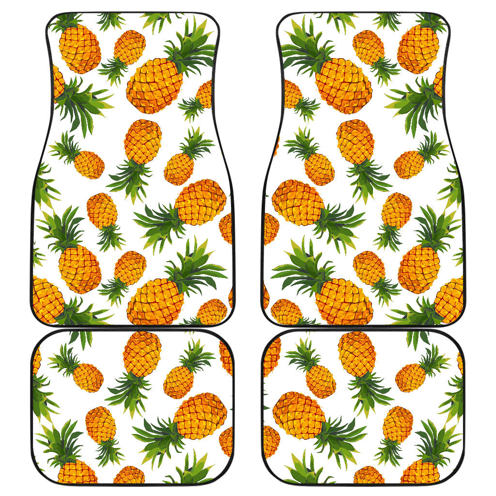 Summer Pineapple Pattern Print Front And Back Car Floor Mats, Front Car Mat