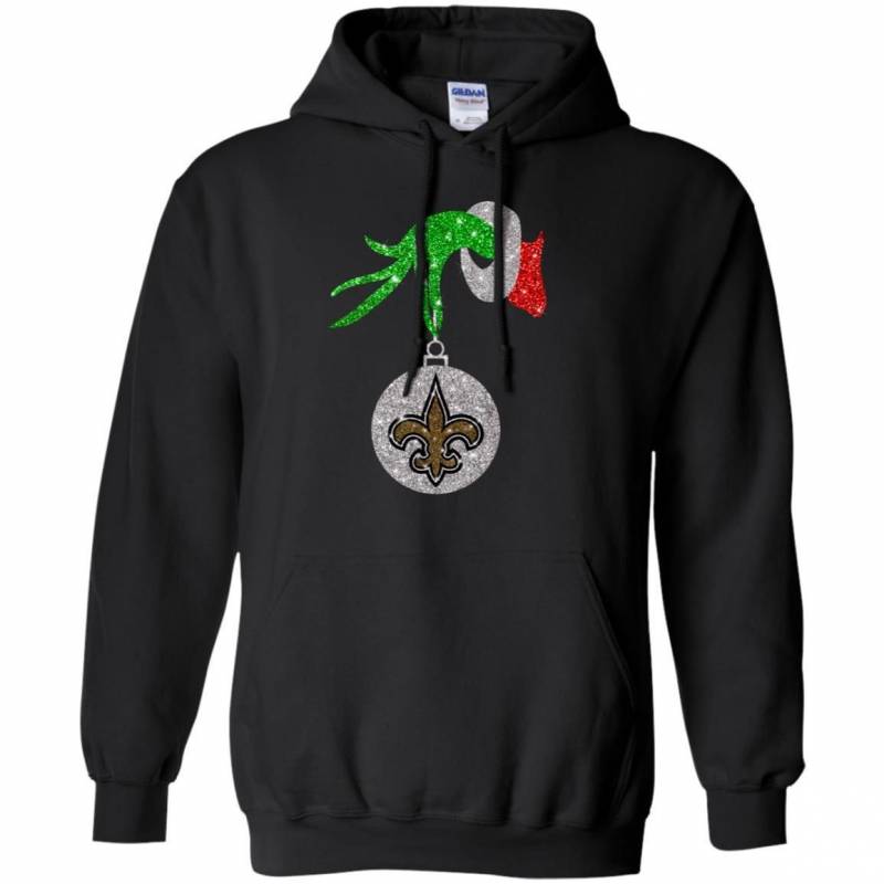 New Orleans Saints Glitter Grinch Monogram Ornament Christmas Gift Hoodies