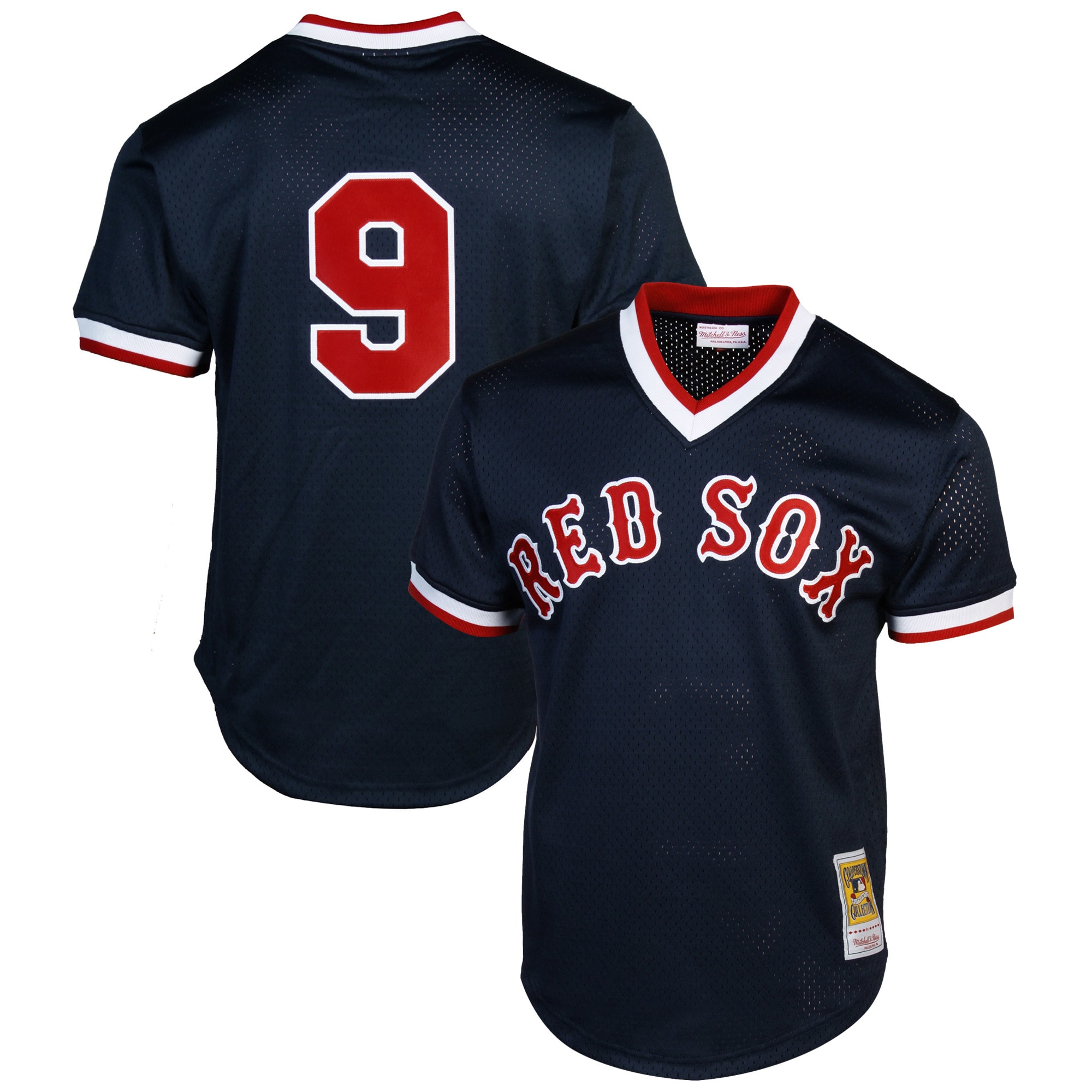 Mitchell & Ness Ted Williams Boston Red Sox 1990 Authentic Cooperstown Collection Batting Practice Jersey – Navy Blue