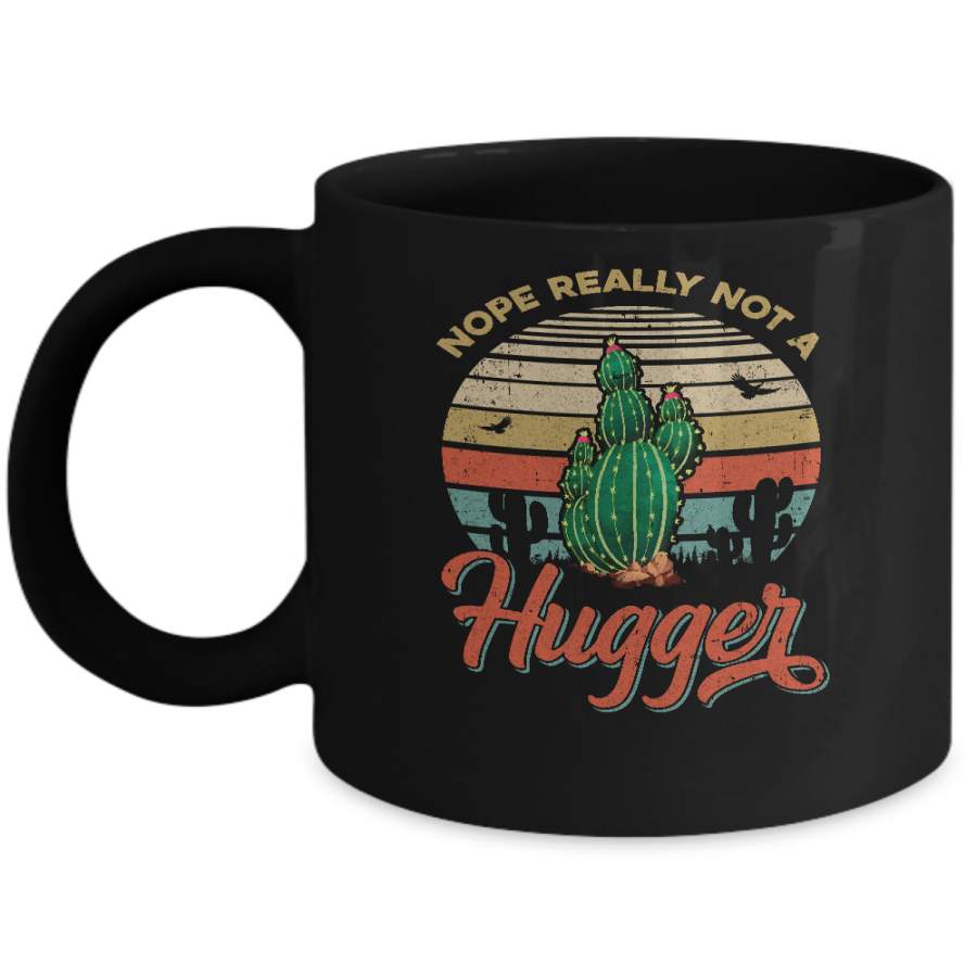 Vintage Cactus Nope Really Not A Hugger Gift Mug