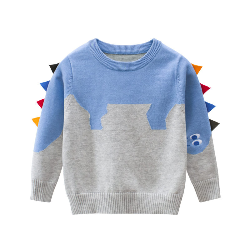 2022 Spring Children Boys Girls Sweater Clothes Cute Dinosaur Cartoon 100% Cotton Long Sleeve Kids Baby Knit Shirt alx