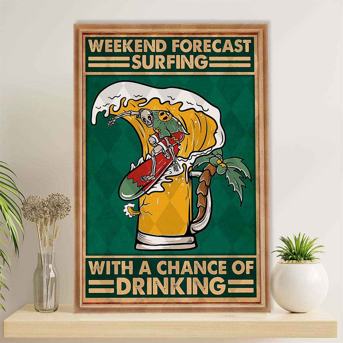 Water Surfing Canvas Wall Art Prints | Weekend Forecast Surfing | Home Décor Gift For Beach Surfer