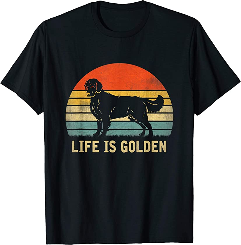 Vintage Golden Retriever Dog Life Is Golden T-Shirt