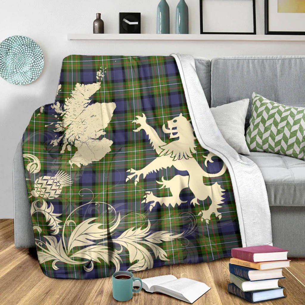 Tartan Blanket Fergusson Modern Tartan Scotland Lion Thistle Map Plaid Blanket