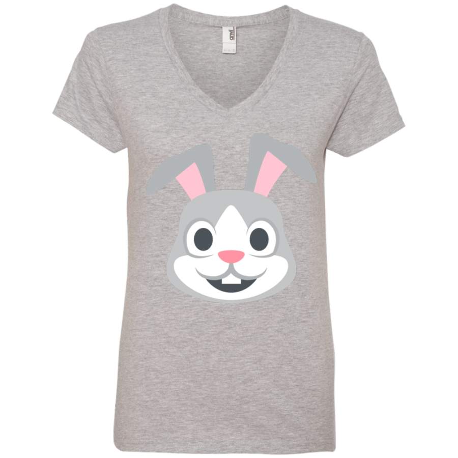 Rabbit Face Emoji Ladies’ V-Neck T-Shirt