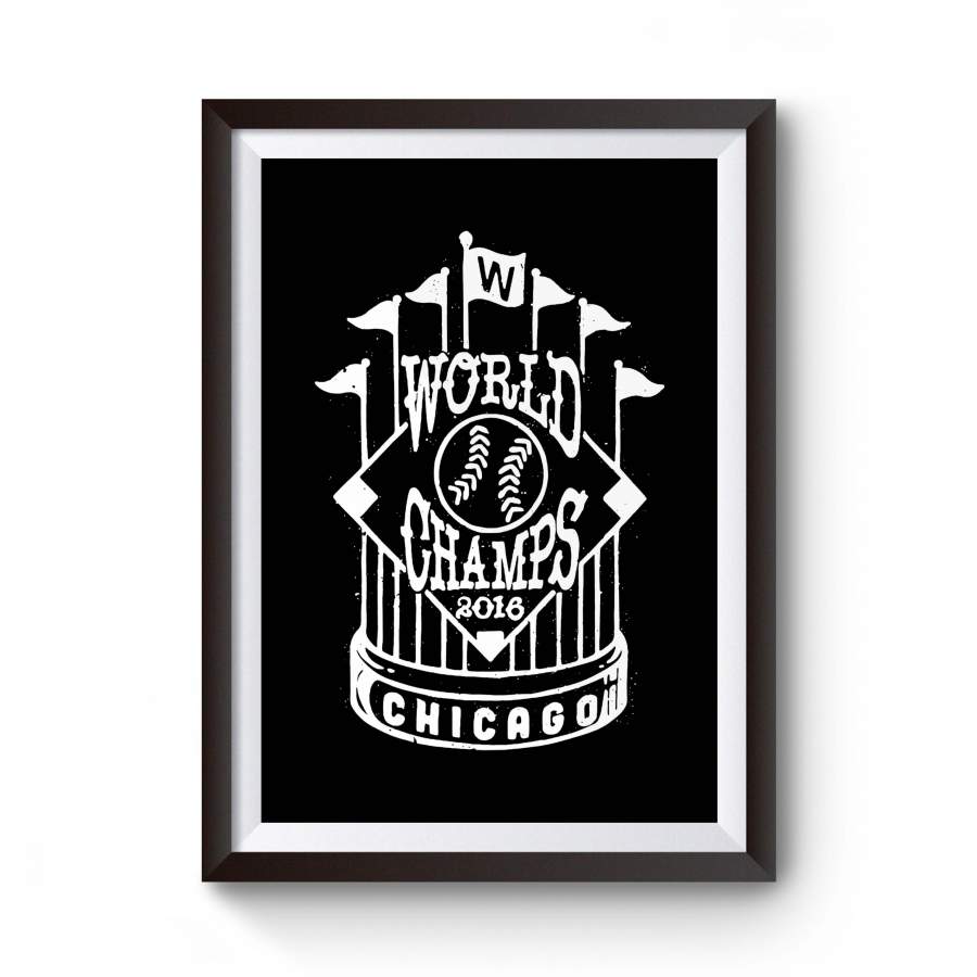 Chicago Cubs Fans Championship Trophy Vintage World Series Poster