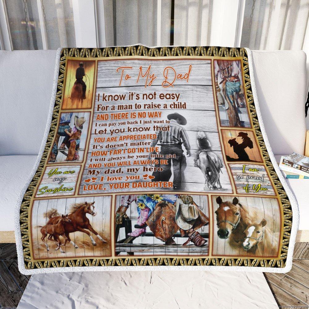 Blanketify To My Dad. Cowboy Horse Lover Fleece Blanket Gift For Dad From Daughter,Gift For Horse Lovers,Birthday Gift,Family Gift Home Decor Bedding Couch Sofa Soft And Comfy Cozy