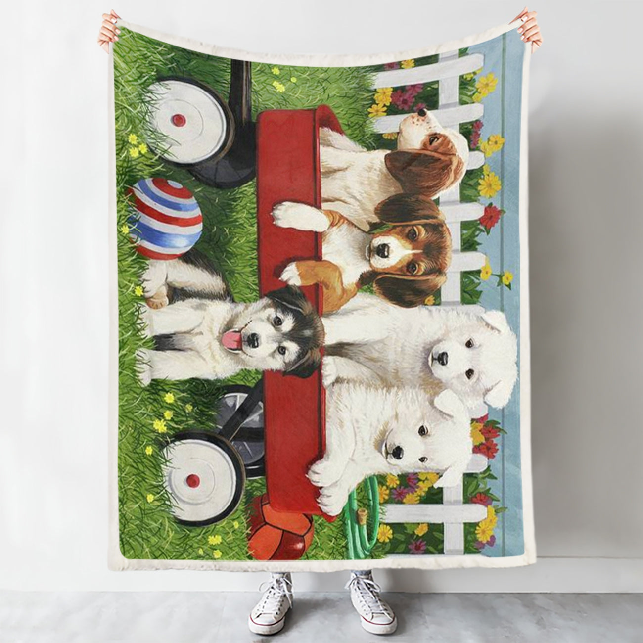 Blanket With Dogs On It – Puppy Play Date – Blanket With Dogs Face – Dog In Blanket – Furlidays