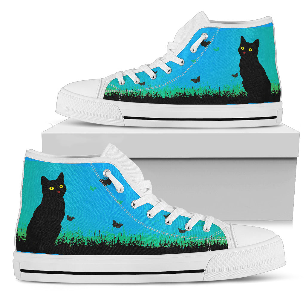 Black Cat Blue Sky Canvas Shoes (Women’S)