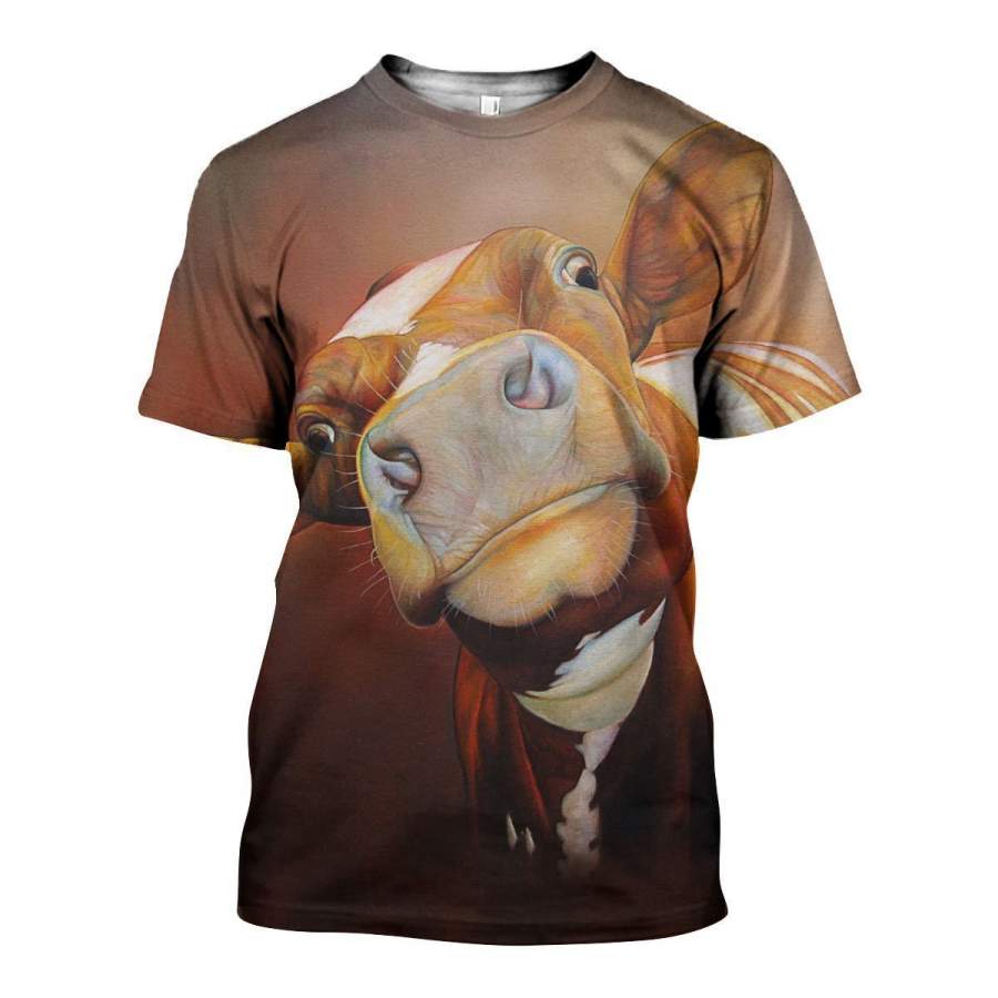 3D All Over Printed Face Cow Shirts