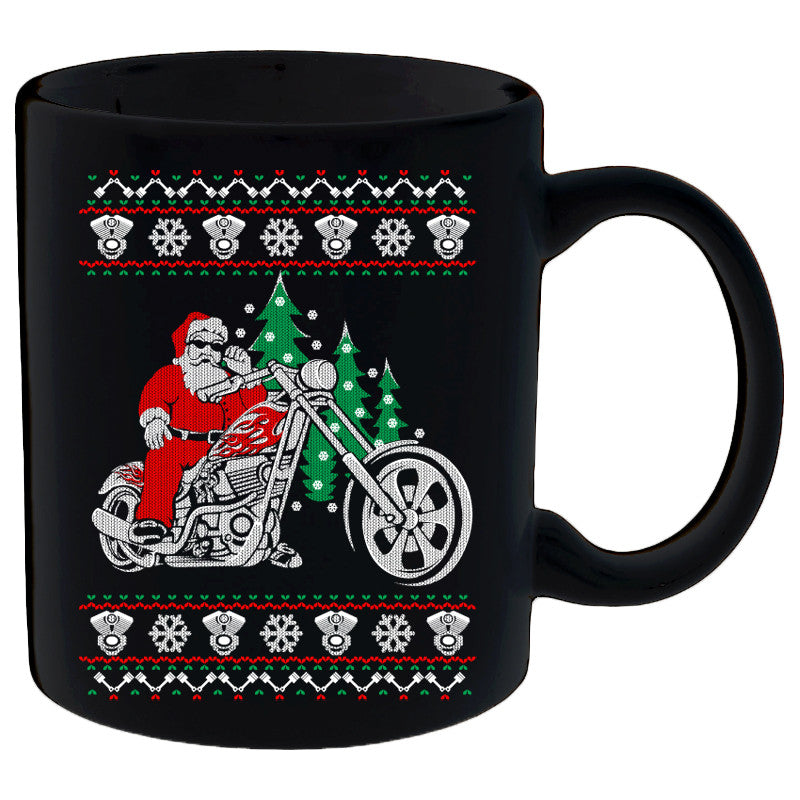 Ugly Christmas Biker Santa Mug