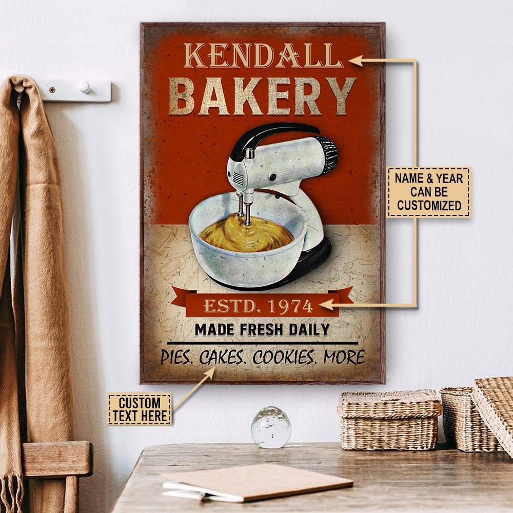 Aeticon Gifts Personalized Baking Made Fresh Daily Red Canvas Mom Dad Gift Home Decor