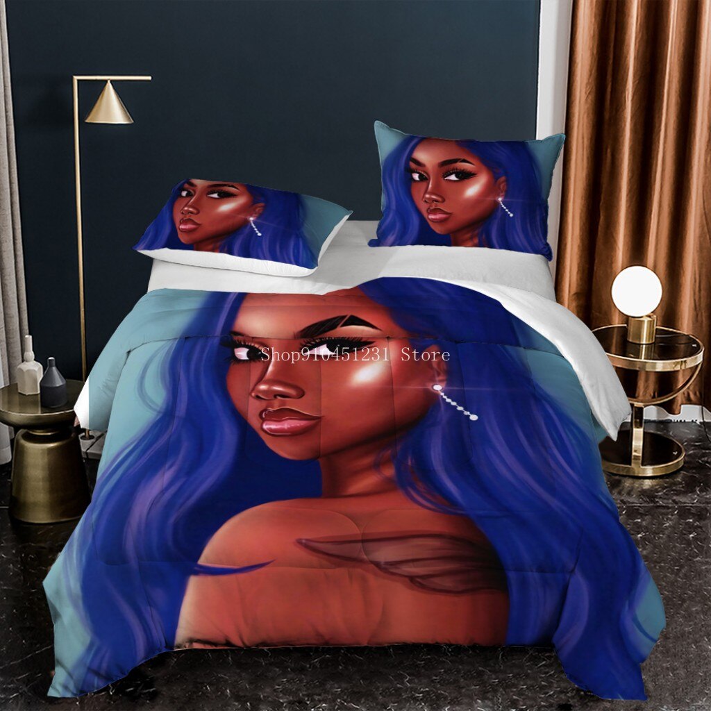 3D African Girl Printing Duvet Cover Pillowcases Luxury Bedding Set Bed Set Twin Full Queen King Size Decorative Home Textiles